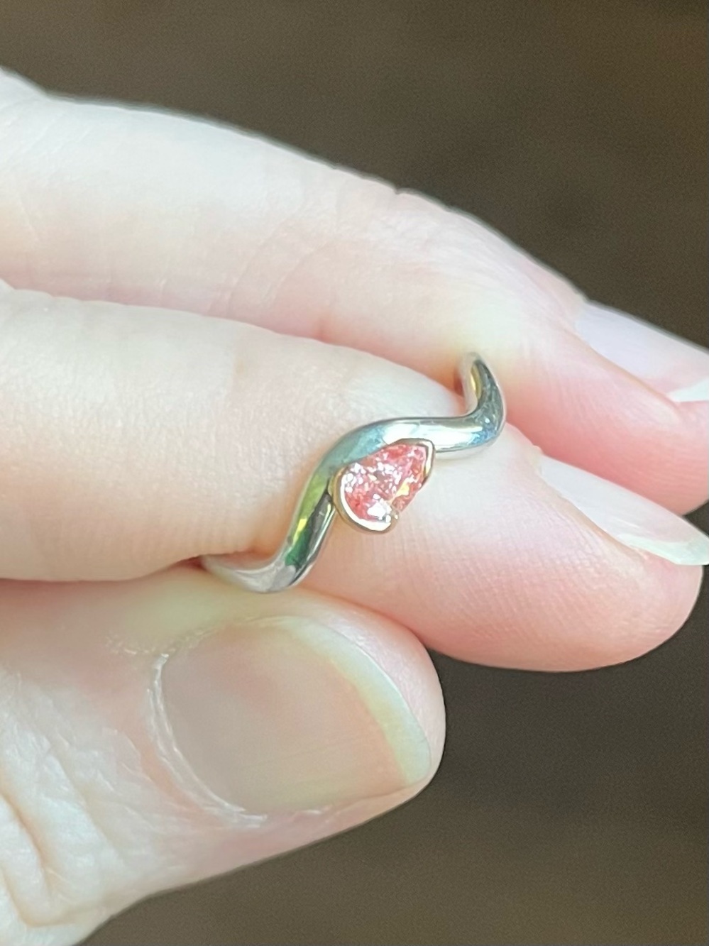 SETTE Coquette Two Toned Pink Pear Pinky Ring Size 4 - Picture 5 of 15